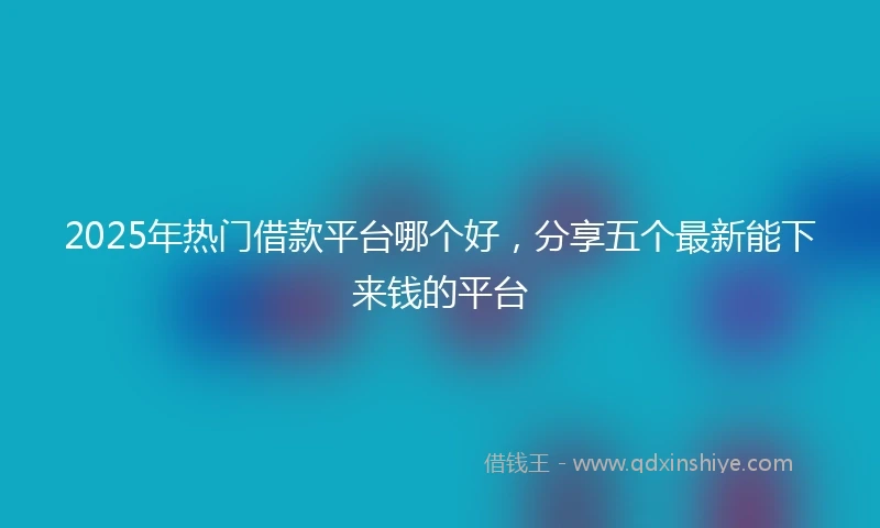 2025年热门借款平台哪个好，分享五个最新能下来钱的平台