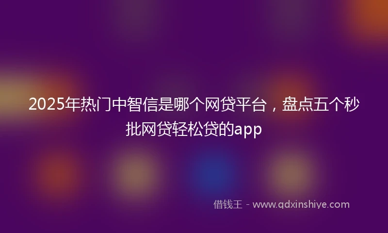 2025年热门中智信是哪个网贷平台，盘点五个秒批网贷轻松贷的app