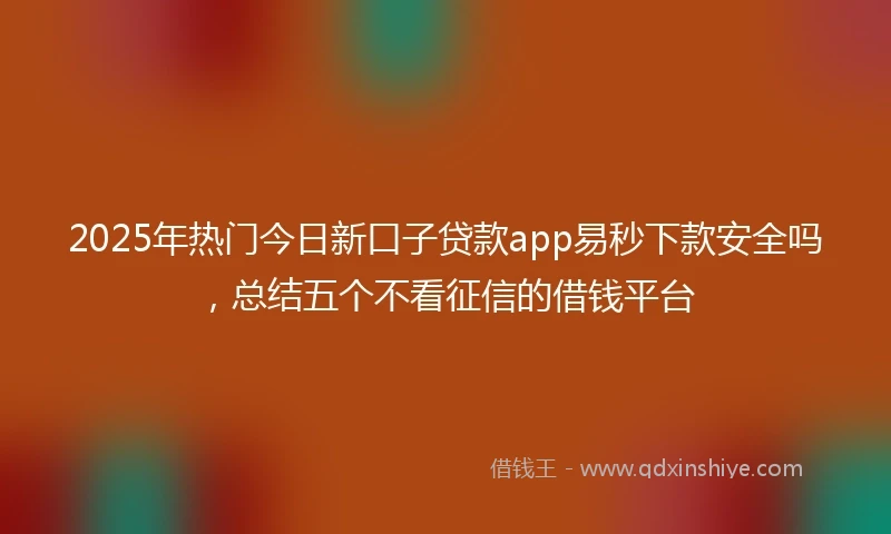 2025年热门今日新口子贷款app易秒下款安全吗，总结五个不看征信的借钱平台