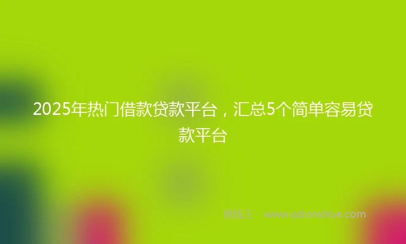 2025年热门借款贷款平台，汇总5个简单容易贷款平台