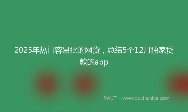 2025年热门容易批的网贷，总结5个12月独家贷款的app