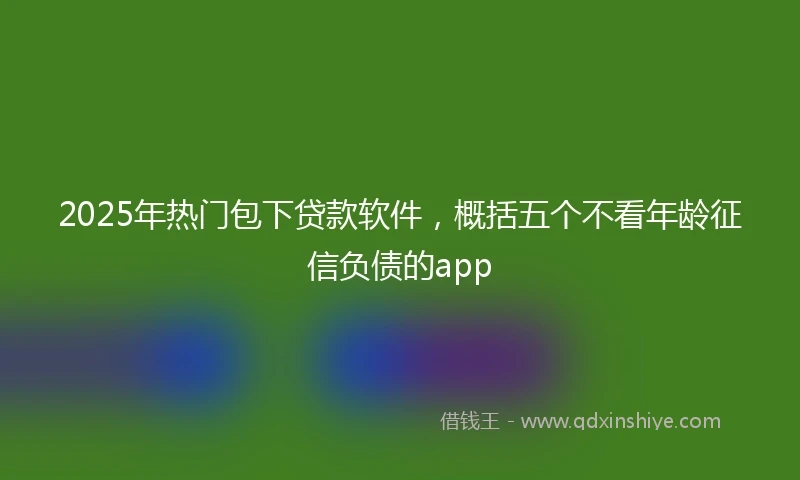 2025年热门包下贷款软件，概括五个不看年龄征信负债的app