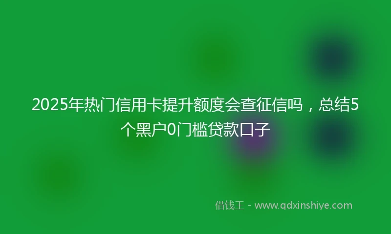 2025年热门信用卡提升额度会查征信吗，总结5个黑户0门槛贷款口子