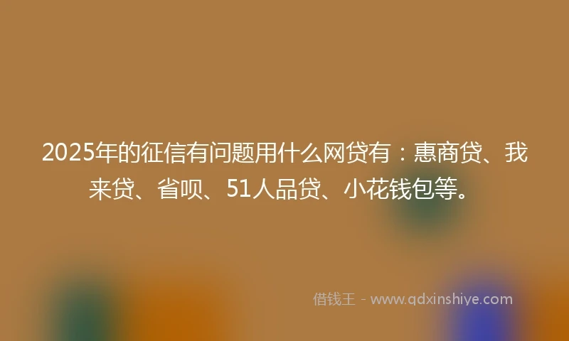 2025年的征信有问题用什么网贷有：惠商贷、我来贷、省呗、51人品贷、小花钱包等。