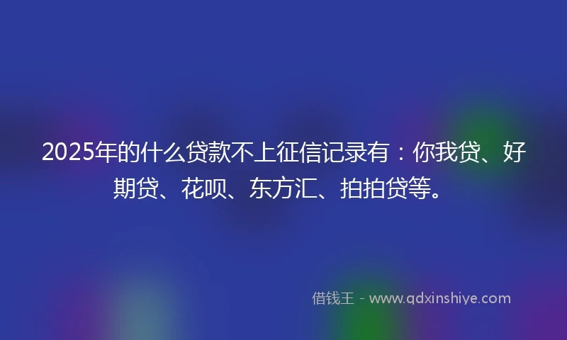 2025年的什么贷款不上征信记录有：你我贷、好期贷、花呗、东方汇、拍拍贷等。