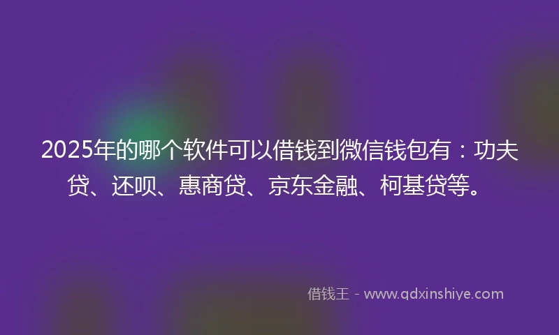 2025年的哪个软件可以借钱到微信钱包有：功夫贷、还呗、惠商贷、京东金融、柯基贷等。