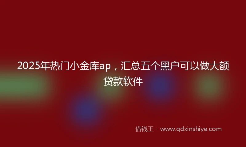 2025年热门小金库ap，汇总五个黑户可以做大额贷款软件