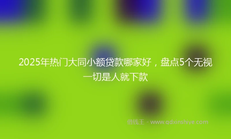 2025年热门大同小额贷款哪家好，盘点5个无视一切是人就下款