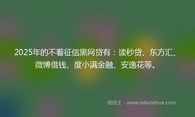 2025年的不看征信黑网贷有：读秒贷、东方汇、微博借钱、度小满金融、安逸花等。