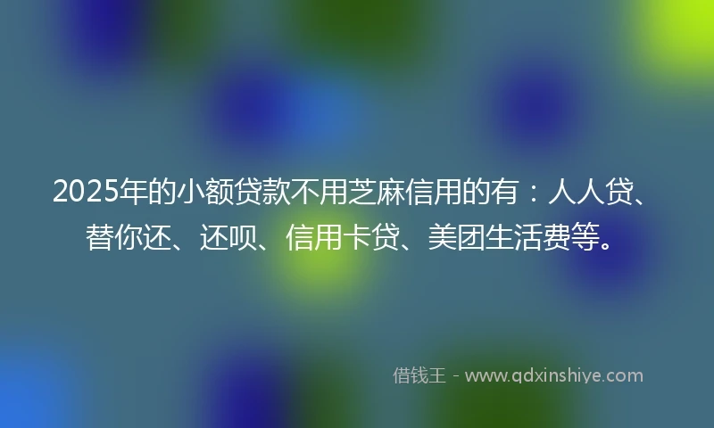 2025年的小额贷款不用芝麻信用的有：人人贷、替你还、还呗、信用卡贷、美团生活费等。