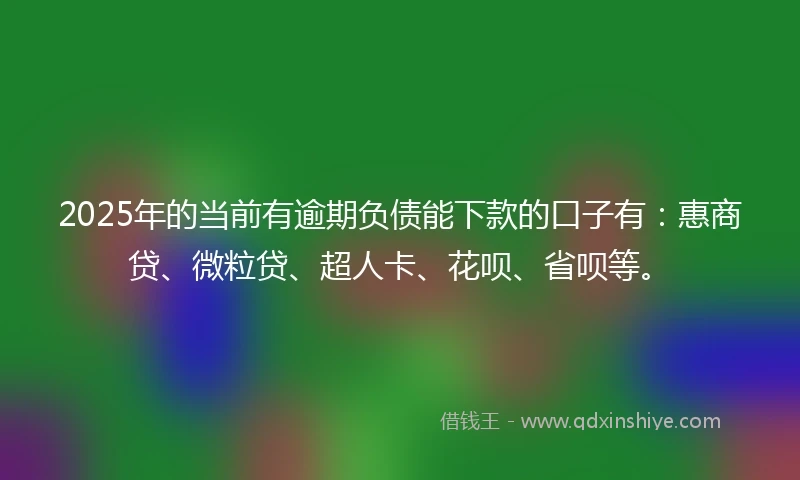 2025年的当前有逾期负债能下款的口子有：惠商贷、微粒贷、超人卡、花呗、省呗等。