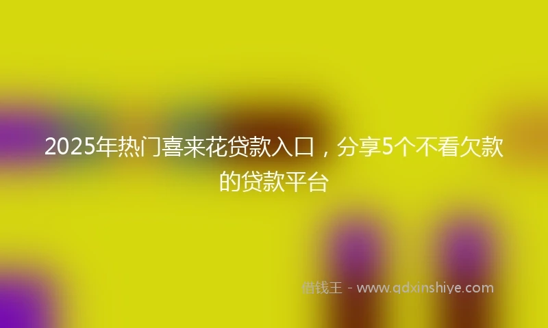 2025年热门喜来花贷款入口，分享5个不看欠款的贷款平台