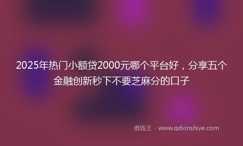 2025年热门小额贷2000元哪个平台好，分享五个金融创新秒下不要芝麻分的口子