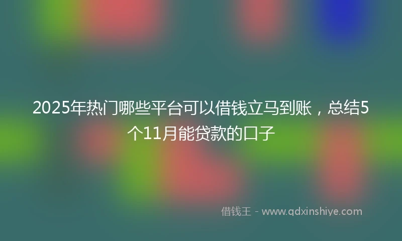 2025年热门哪些平台可以借钱立马到账，总结5个11月能贷款的口子