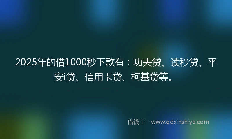 2025年的借1000秒下款有：功夫贷、读秒贷、平安i贷、信用卡贷、柯基贷等。