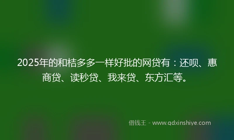 2025年的和桔多多一样好批的网贷有：还呗、惠商贷、读秒贷、我来贷、东方汇等。