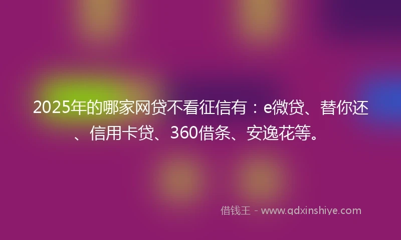 2025年的哪家网贷不看征信有：e微贷、替你还、信用卡贷、360借条、安逸花等。