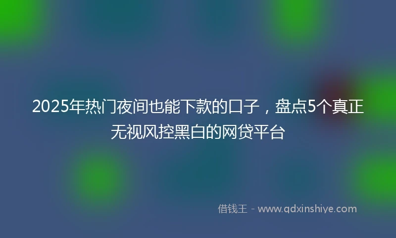 2025年热门夜间也能下款的口子,盘点5个真正无视风控黑白的网贷平台