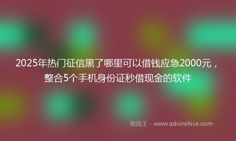 2025年热门征信黑了哪里可以借钱应急2000元，整合5个手机身份证秒借现金的软件
