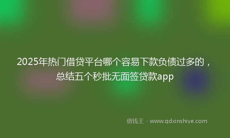 2025年热门借贷平台哪个容易下款负债过多的，总结五个秒批无面签贷款app