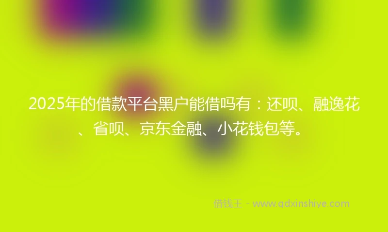 2025年的借款平台黑户能借吗有：还呗、融逸花、省呗、京东金融、小花钱包等。