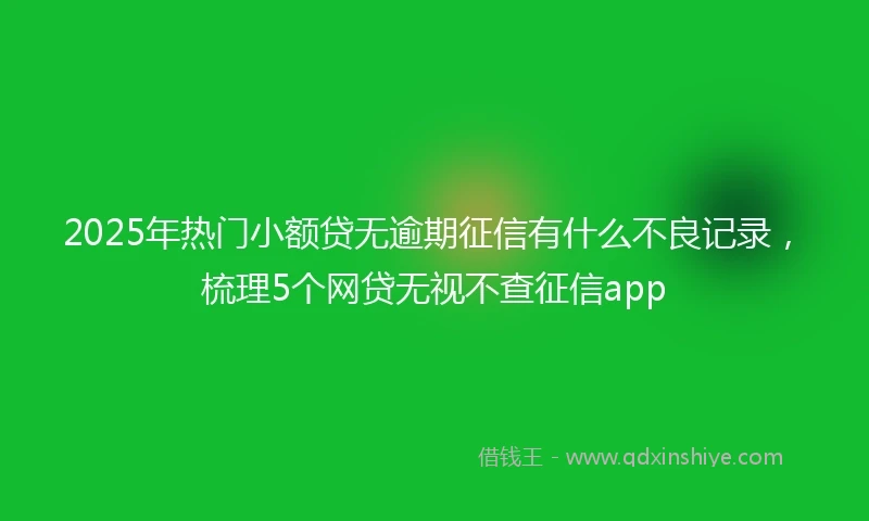 2025年热门小额贷无逾期征信有什么不良记录，梳理5个网贷无视不查征信app