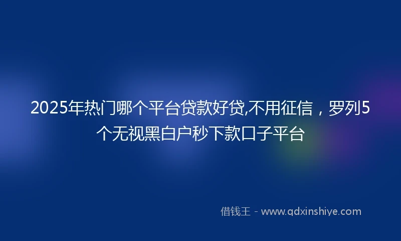 2025年热门哪个平台贷款好贷,不用征信，罗列5个无视黑白户秒下款口子平台