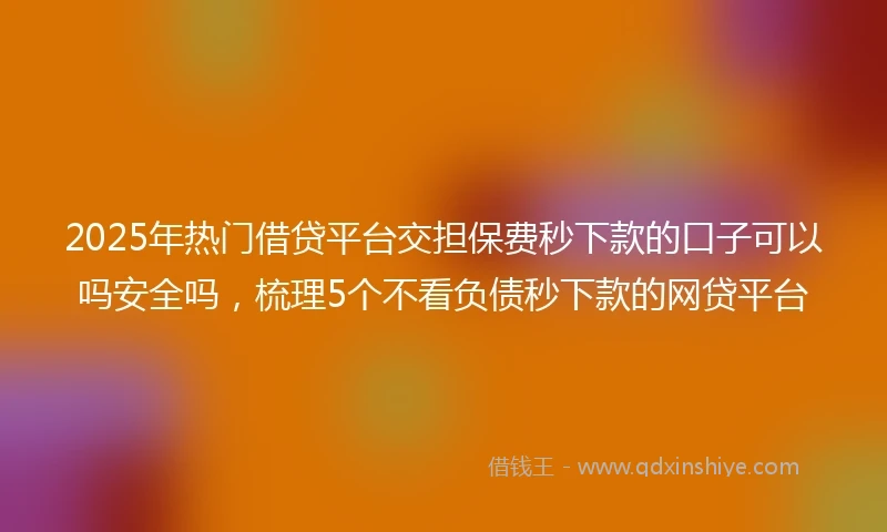 2025年热门借贷平台交担保费秒下款的口子可以吗安全吗，梳理5个不看负债秒下款的网贷平台