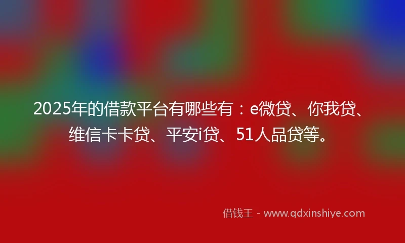 2025年的借款平台有哪些有：e微贷、你我贷、维信卡卡贷、平安i贷、51人品贷等。