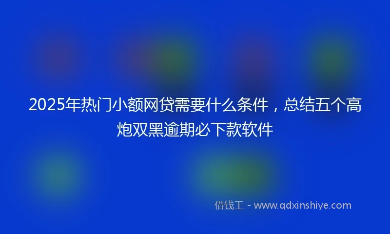 2025年热门小额网贷需要什么条件，总结五个高炮双黑逾期必下款软件