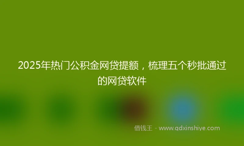 2025年热门公积金网贷提额，梳理五个秒批通过的网贷软件
