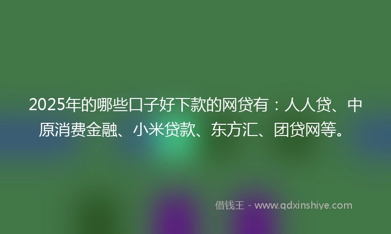 2025年的哪些口子好下款的网贷有：人人贷、中原消费金融、小米贷款、东方汇、团贷网等。