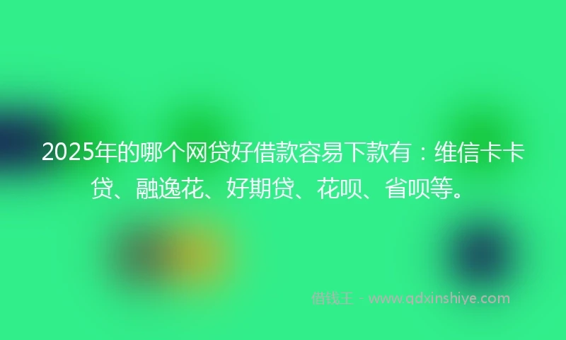 2025年的哪个网贷好借款容易下款有：维信卡卡贷、融逸花、好期贷、花呗、省呗等。