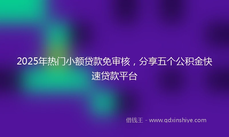2025年热门小额贷款免审核，分享五个公积金快速贷款平台
