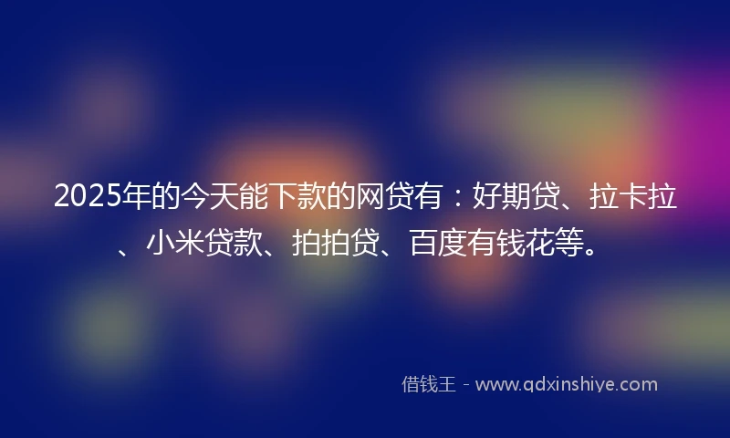 2025年的今天能下款的网贷有：好期贷、拉卡拉、小米贷款、拍拍贷、百度有钱花等。