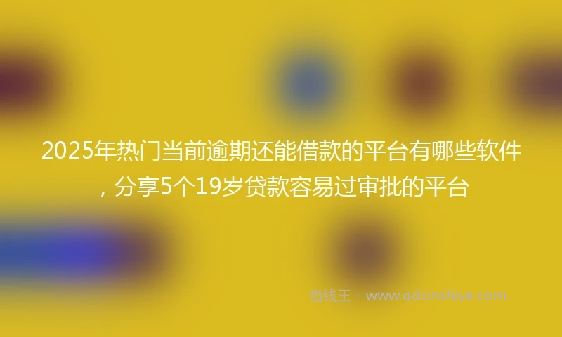 2025年热门当前逾期还能借款的平台有哪些软件，分享5个19岁贷款容易过审批的平台