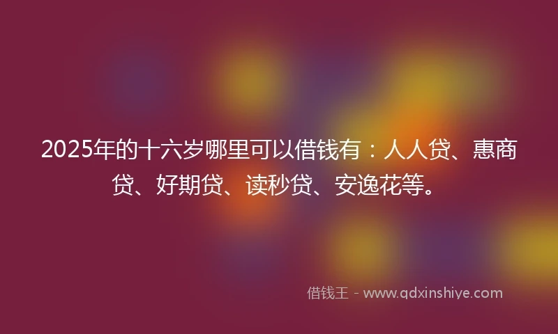 2025年的十六岁哪里可以借钱有：人人贷、惠商贷、好期贷、读秒贷、安逸花等。