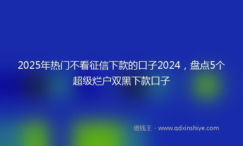2025年热门不看征信下款的口子2024，盘点5个超级烂户双黑下款口子