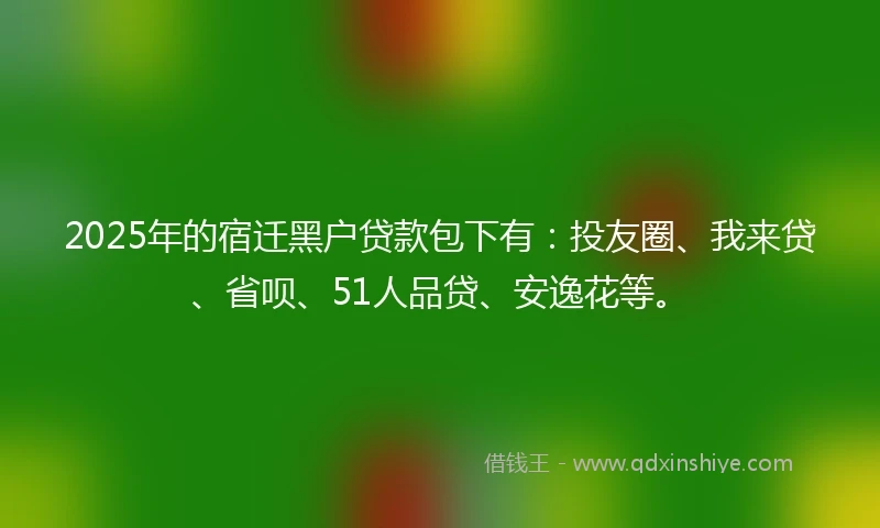 2025年的宿迁黑户贷款包下有：投友圈、我来贷、省呗、51人品贷、安逸花等。