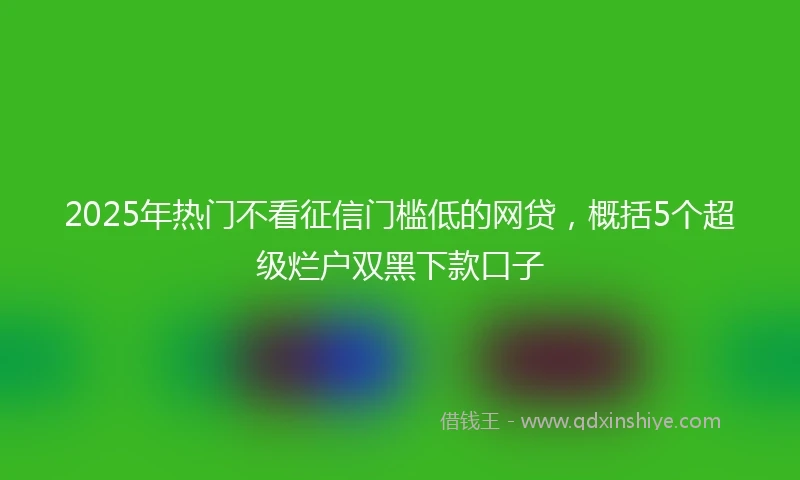 2025年热门不看征信门槛低的网贷，概括5个超级烂户双黑下款口子