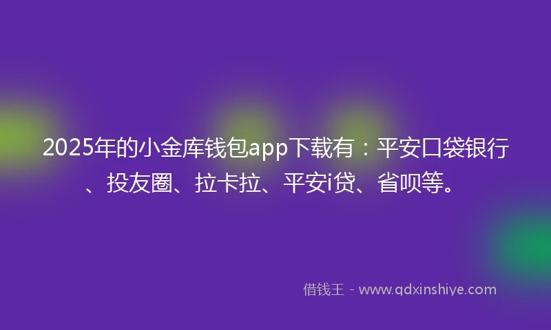 2025年的小金库钱包app下载有：平安口袋银行、投友圈、拉卡拉、平安i贷、省呗等。
