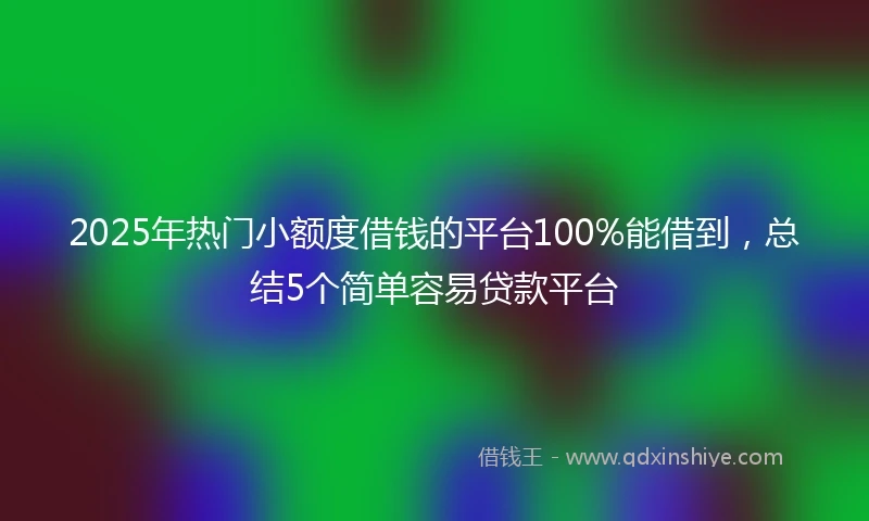 2025年热门小额度借钱的平台100%能借到，总结5个简单容易贷款平台