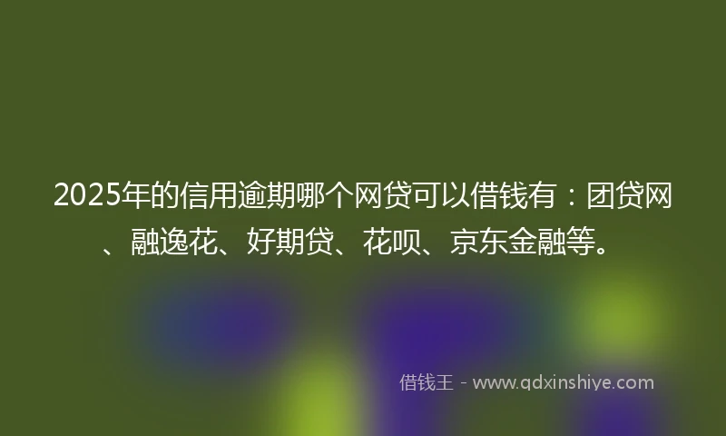 2025年的信用逾期哪个网贷可以借钱有：团贷网、融逸花、好期贷、花呗、京东金融等。