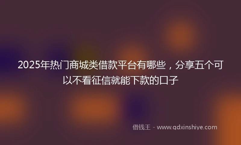 2025年热门商城类借款平台有哪些，分享五个可以不看征信就能下款的口子