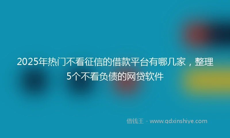 2025年热门不看征信的借款平台有哪几家，整理5个不看负债的网贷软件