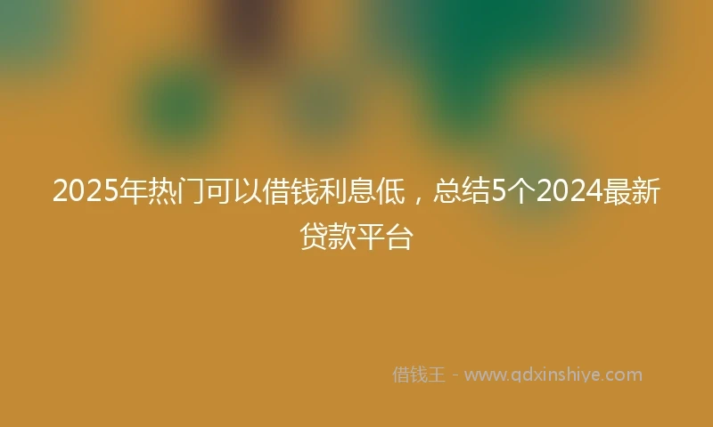 2025年热门可以借钱利息低，总结5个2024最新贷款平台