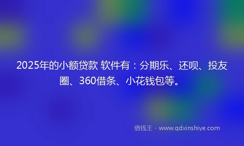 2025年的小额贷款 软件有：分期乐、还呗、投友圈、360借条、小花钱包等。