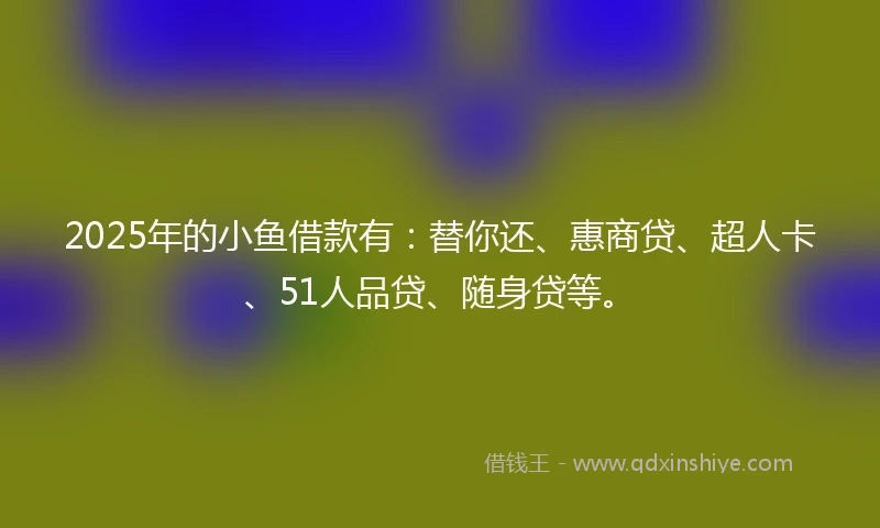 2025年的小鱼借款有：替你还、惠商贷、超人卡、51人品贷、随身贷等。