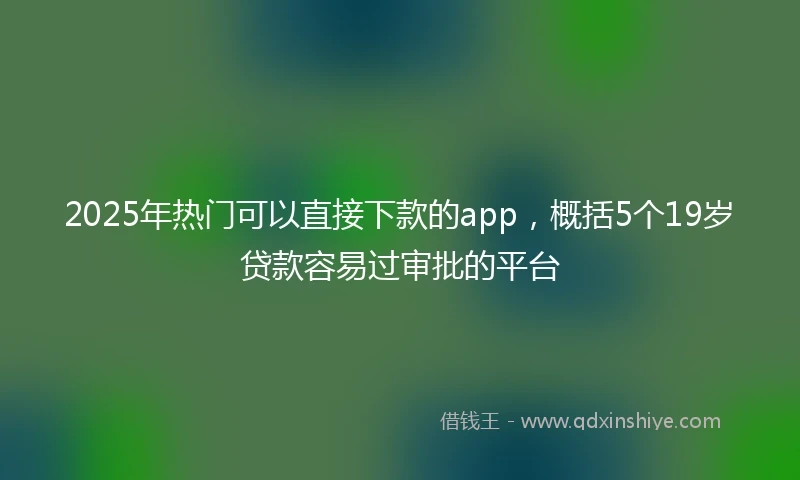2025年热门可以直接下款的app，概括5个19岁贷款容易过审批的平台