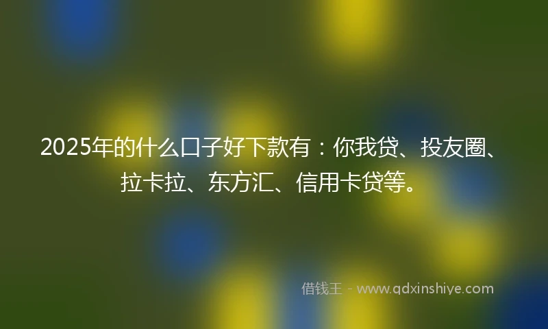 2025年的什么口子好下款有：你我贷、投友圈、拉卡拉、东方汇、信用卡贷等。